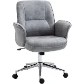 Vinsetto Bureaustoel kantoorstoel draaibaar verstelbaar microfiber schuim grijs