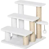 PawHut Paws Speeltrap voor katten - met krabpaal en speelbal - Wit - 45 x 40 x 48 cm