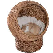 PawHut Paws Kattenmand verhoogd, bananenblad, bruin, 42 x 33 x 52 cm