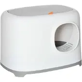 PawHut Paws Design Kattenbak met deksel - Roosterbodem - Wit - 55 x 40 x 39 cm