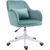 Vinsetto Bureaustoel met Trilfunctie - Verstelbare Hoogte - Fluweel - 55 x 65 x 79-89 cm - Lichtgroen
