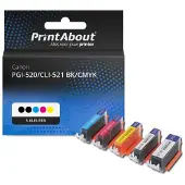 PrintAbout Huismerk Canon PGI-520/CLI-521 BK/CMYK Inktcartridge 5-kleuren Multipack