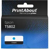 PrintAbout Huismerk Epson T5802 Inktcartridge Cyaan