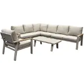 AVH-Collectie Lola hoek loungeset 6-delig aluminium zand latte