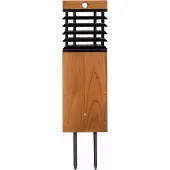 LES JARDINS LED solar padverlichting Tekura, teak/grijs, piek dimbaar, hout licht, Hout, Solar buitenverlichting