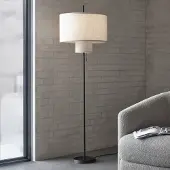 New Works Vloerlamp Margin, zwart, Woon-/ Eetkamer, metaal, Scandinavisch, vloerlamp