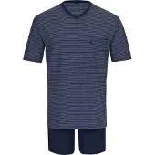 Ammann Pyjama kort ' Jeans Ringel ' blauw / donkerblauw / zwart