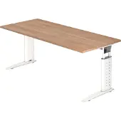 Hjh OFFICE PRO UNDA 19 W - 180 x 80 Tafelhoogte I In hoogte verstelbaar Walnoot/Wit