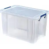 BANKERS BOX opbergdoos 26 liter, transparant met blauwe handvaten, per stuk verpakt in karton