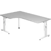 Hjh OFFICE PRO MEGA 82 W - Hout C Voet zilver 200 x 120 Tafelhoogte I In hoogte verstelbaar Grijs/Wit