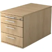 Hjh OFFICE PRO SIGNA TC30 RE - Rolcontainer Hout Eiken met 3 lades Rail handvat (kunststof)