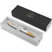 Parker IM Premium balpen | Pearl met gouden detail | Medium punt met blauwe inkt | Geschenkdoos