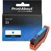 PrintAbout Huismerk Epson 33 (C13T33424012) Inktcartridge Cyaan