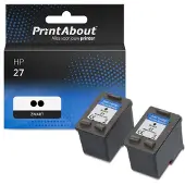 PrintAbout Huismerk HP 27 (C8727AE) Inktcartridge 2x Zwart - Multipack