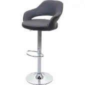 MCW Barkruk -F16, barkruk counter kruk draaikruk, met rugleuning kunstleer ~ grijs-zwart