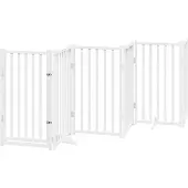 vidaXL Hondenhek inklapbaar 6 panelen 300 cm massief vurenhout wit