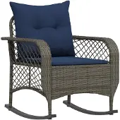 vidaXL Tuinschommelstoel met kussens poly rattan grijs
