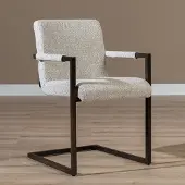 Livin24 Eetkamerstoel Lio gemêleerde stof off white/bruin