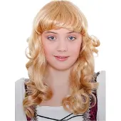 Maskworld Langhaar Kinderpruik Goudblond Gekruld Met Pony - voor carnaval