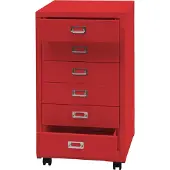 MCW Rolcontainer -L49, ladekast Stalen kast Archiefkast, metaal 75x40x41cm 6 laden ~ rood
