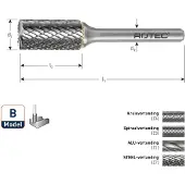 Rotec HM-Stiftfrees, model B - Z6 / Kruisvertand / ø12,7x25x70xø6mm - 4311301