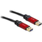 DeLOCK 82746 USB-kabel USB 3.2 Gen1 USB-A stekker, USB-A stekker 3.00 m Rood, Zwart Vergulde steekcontacten, UL gecertificeerd