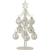 J-Line Boom met ballen sterretjes glas zilver small