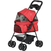 PawHut Paws Huisdierenbuggy honden katten trolley zieke ouder dieren hondenwagen kattenwagen grote wielen dierentransport vak klein groot hond kat klein dier winkelwagen winkelbuggy boodschappentas draagtas