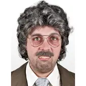 Maskworld Grijze Krullen Pruik Reporter - voor carnaval