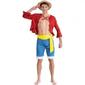 Chaks - Volwassen One Piece Luffy-kostuum - S