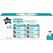 Tommee tippee Simplee Sangenic navulcassette Set van 6 navulcassettes, alleen geschikt voor de Simplee Sangenic luieremmers, geurbestrijding en antibacteriële werking, 100% gerecycled frame