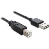DeLOCK Easy-USB-A naar USB-B kabel - USB2.0 - tot 2A / zwart - 5 meter