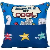 Hergo Kissen Sofahelden aus Stoff Schule ist cool 43x43 cm mit Taschen