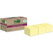 Post-It Super Sticky Notes Gerecyclede zelfklevende memoblaadjes 76 x 76 mm Kanariegeel 70 Vellen Voordeelverpakking 14 + 4 gratis