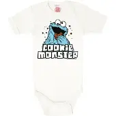 Logoshirt Rompertje/body 'Krümelmonster' blauw / bruin / wit