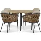 Lifestyle Garden Furniture Lifestyle Nice/Montana 130 cm dining tuinset 5-delig