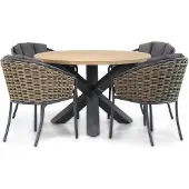 Santika Furniture Santika Tika/Rockville 120 cm rond dining tuinset 5-delig
