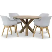 Hartman Sophie teak/Sand City rond 120 cm dining tuinset 5-delig