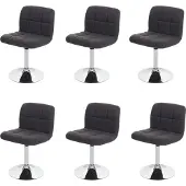 MCW Set van 6 eetkamerstoel Kavala, keukenstoel stoel, stof/textiel chroom draaibaar MVG-gecertificeerd ~ donkergrijs