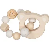 Goki Baby Bijtring: BEER L10cm, met elastiek, hout