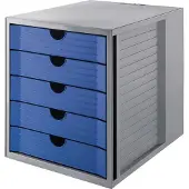 HAN Ladebak SYSTEMBOX KARMA, 5 gesloten lades, DIN A4, licht lopend, B 274 x D 330 x H 320 mm, blauw