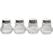 Aps Mini-shaker, set van 4, glas/roestvrij staal, Pepermolen + zoutmolen, Transparant