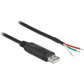 DeLOCK Adapter cable USB 2.0 Type-A to Serial RS-232 with 3 open wires 2 m