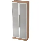 Hjh OFFICE PRO SIGNA G 7100G CE - Walnoot/Zilver Hoogte van de map | 5 OH Kast met matglazen deuren Chrome metaal handgreep