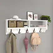 En.casa Wandkapstok Åstorp met 2 vakken 37x120x22 cm wit