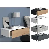 Hioshop UsalM60 nachtkastje wandmontage 1 lade zwart, eik decor.