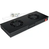 Roline 19-inch ventilatorunit 2 ventilatoren, Thermostaat zwart
