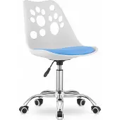 Leobert PRINT Bureaustoel Wit-Blauw, Modern Ergonomisch Design, Verstelbare Zithoogte, Chromen Basis, Geschikt voor Kinderkamer, Thuiswerkplek of Kantoor, Max. 110 kg