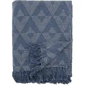 Bloomingville - Udine Plaid - blauw - gerecycled katoen - 160x130cm