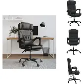 vidaXL bureaustoel met ligfunctie, zwart, kunstleer - Bureaustoelen